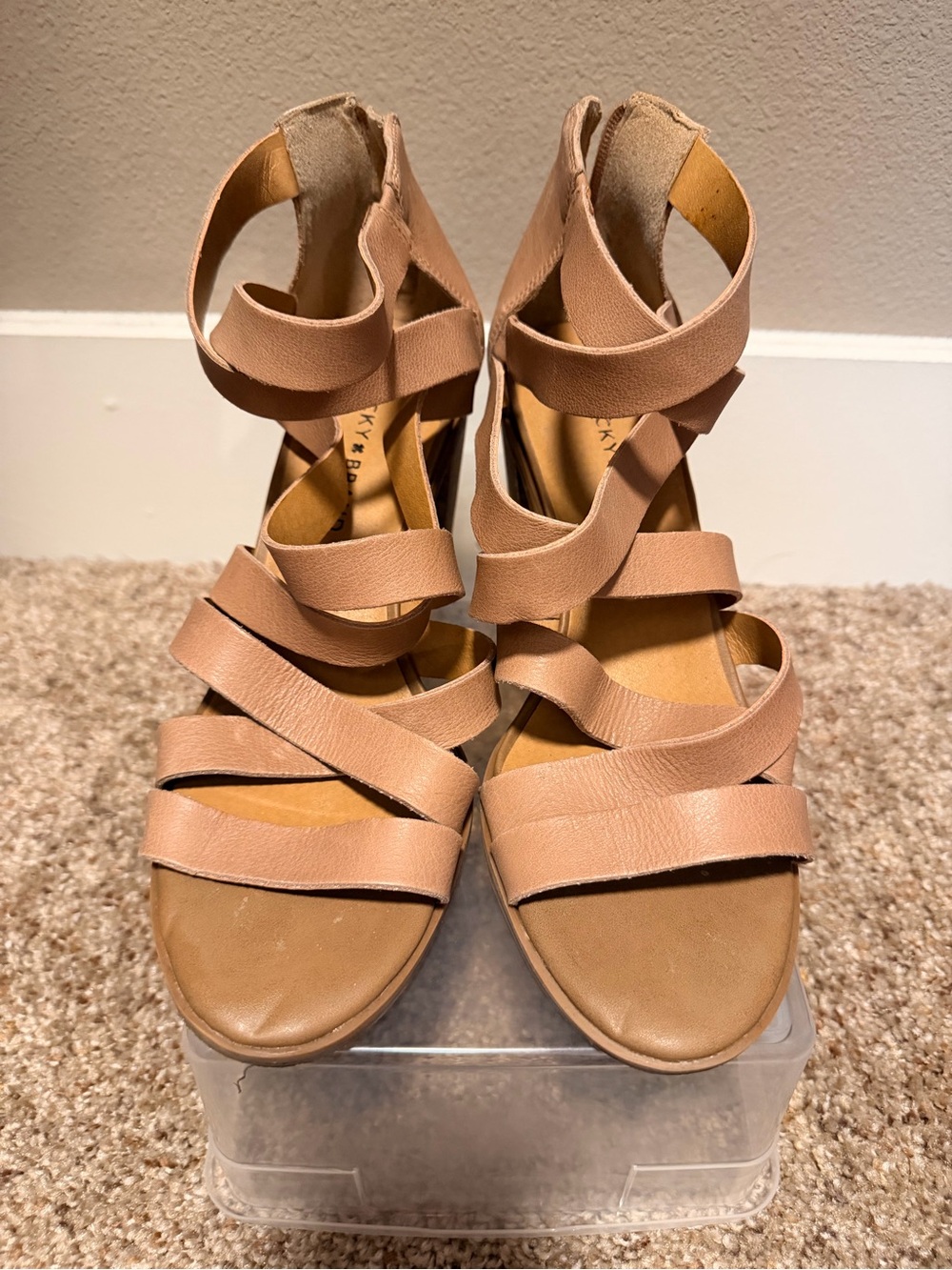 Lucky Brand Blush Nude Strappy Block Heel Sandals – Size 10